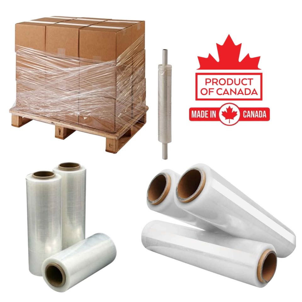 Canadian Brand Stretch Film Wrap 12" x 1250ft - 70 Gauge - Clear Cast Pallet Stretch Wrap Film